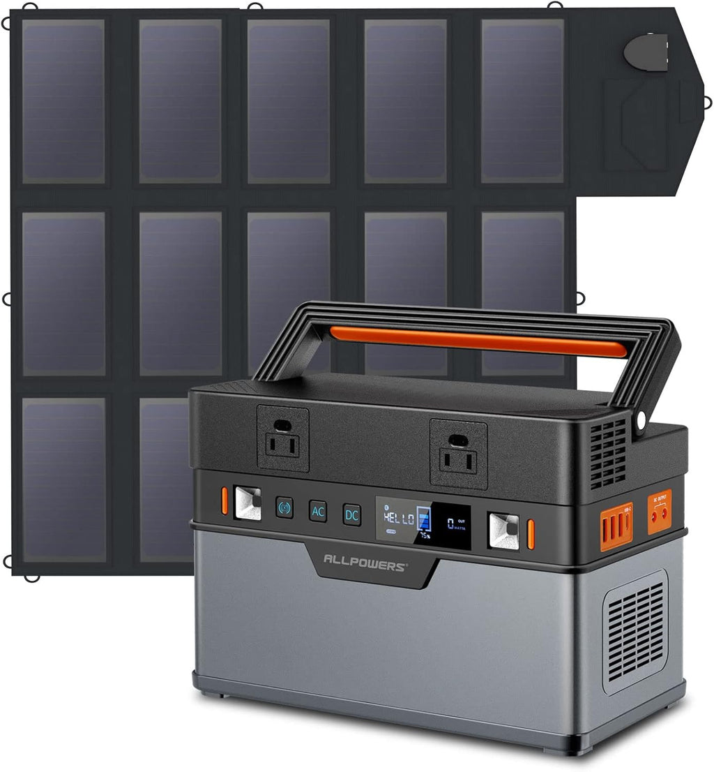 500W 606Wh 110V 164000mAh Portable Power Station with 100W Foldable Solar Panel L9923