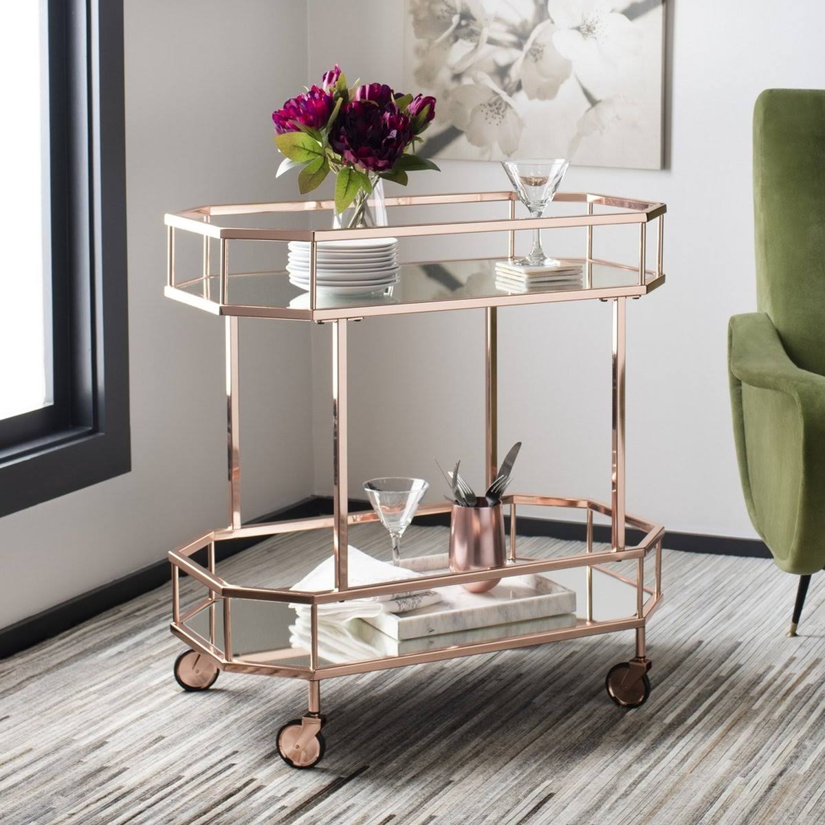 Brass 2 Tier Octagon Bar Cart R26559