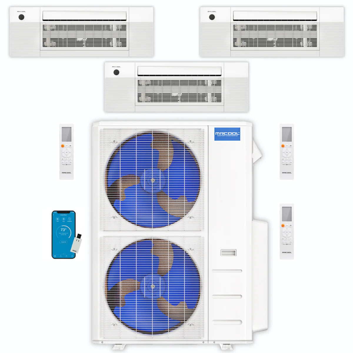 45,000 BTU 3 Zone Ceiling Cassette Ductless Air Conditioner and Heat Pump J81082