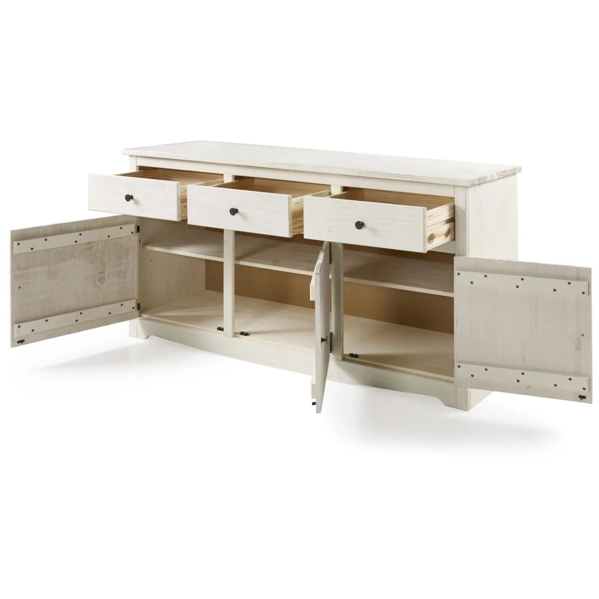 White Distressed Wood Buffet Sideboard S584