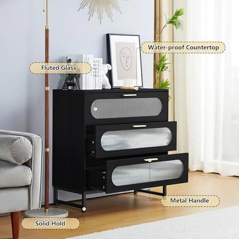 3 Drawer Wood Dresser S99175