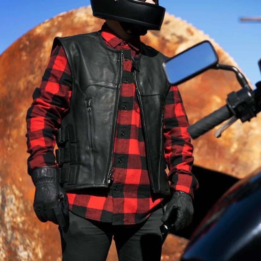 Men's Motorcycle Biker Riding Leather Vest K85797