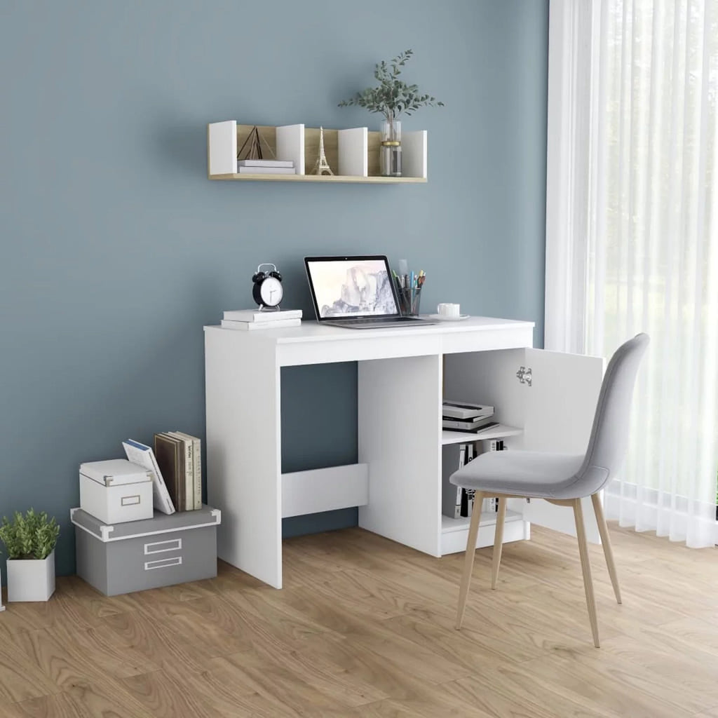 White Computer Desk with Storage Cabinet N16601