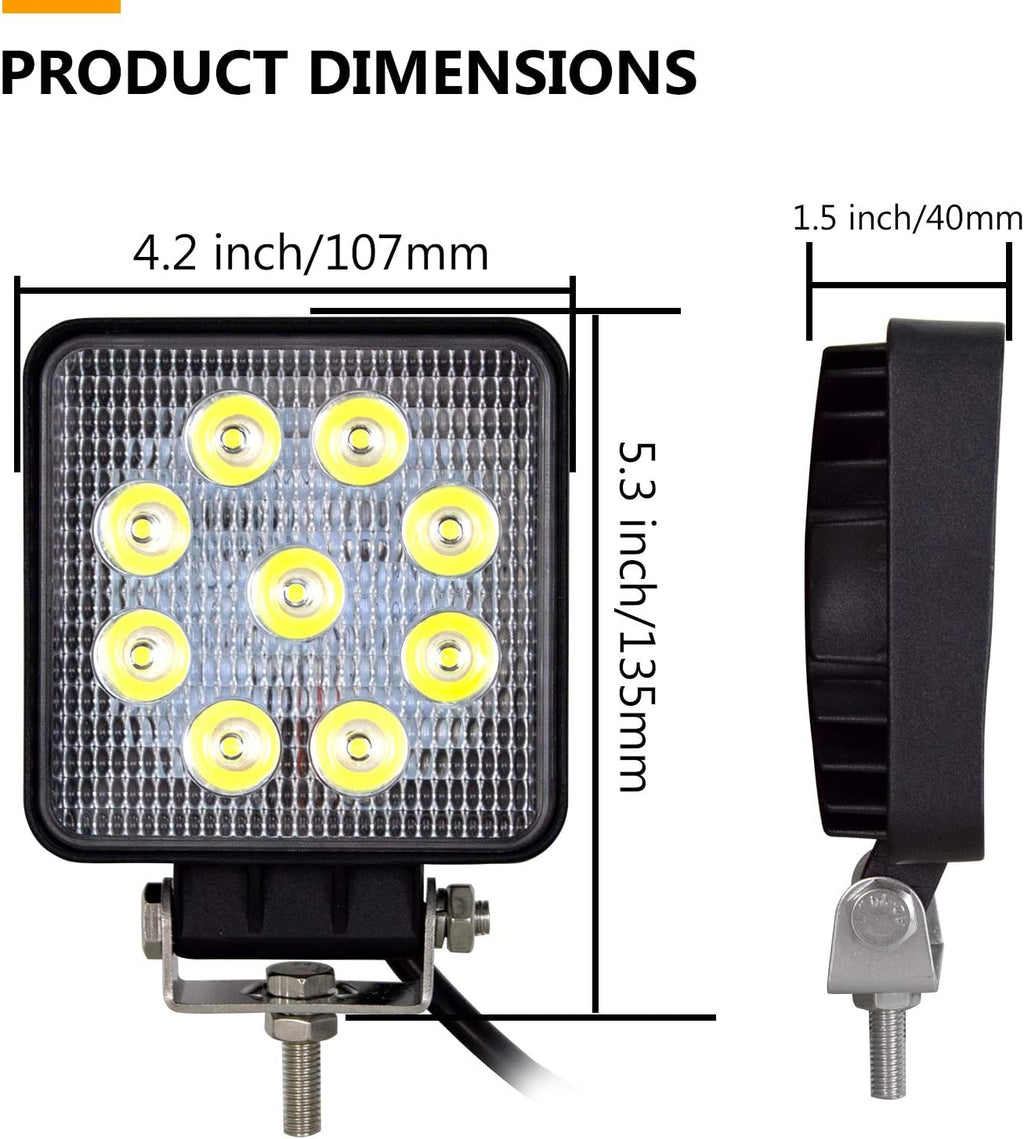 10 Pcs 4 inch 27W Flood LED Work Light Bar X59968