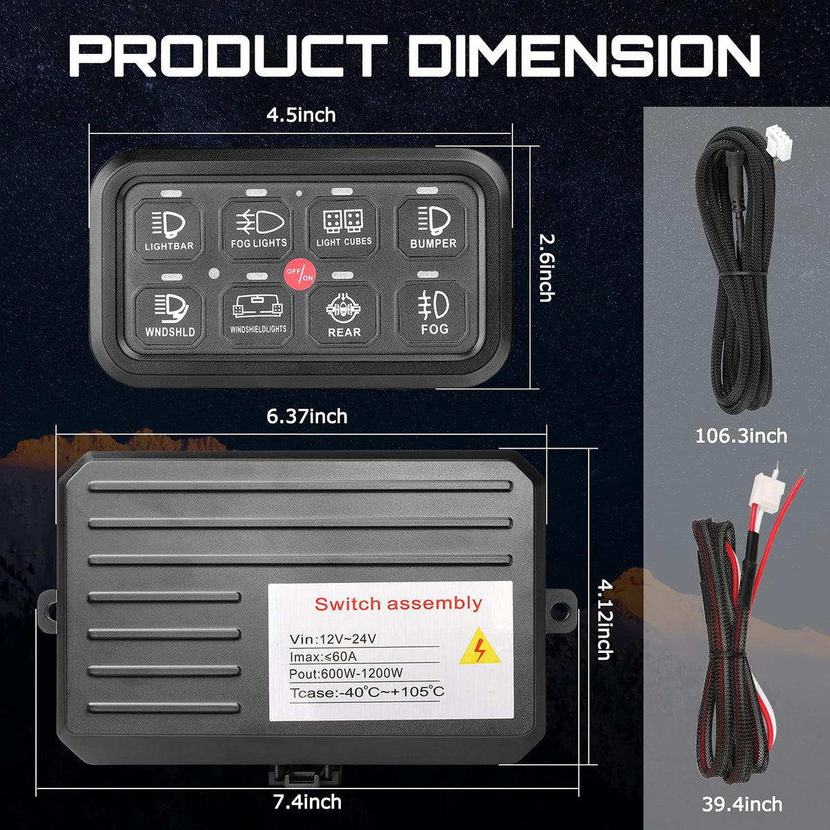 8 Gang LED Switch Panel with Label Stickers S2238