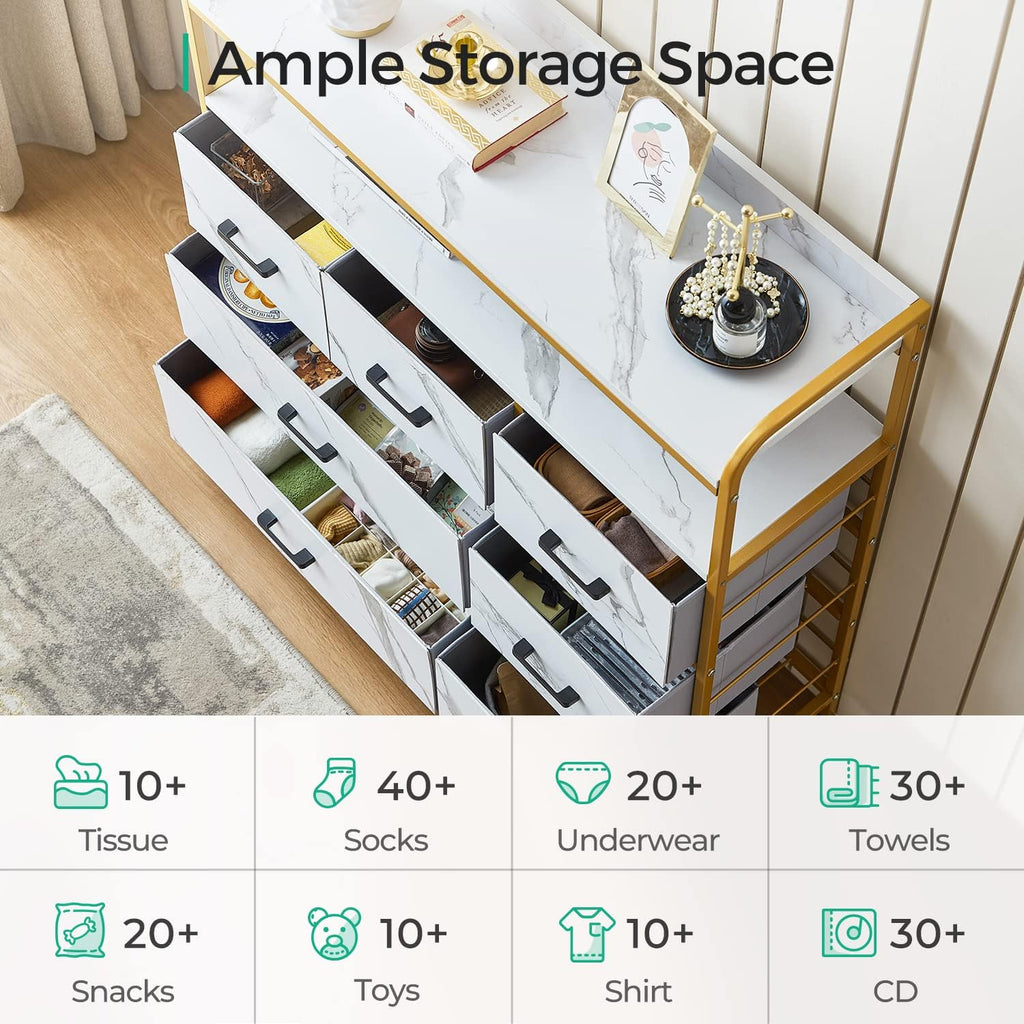 White 7 Drawer Chest of Drawers with Steel Frame and Wood Top U565563