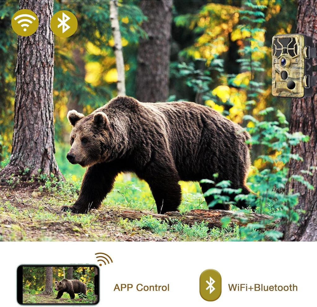 24MP 1296P WIFI Trail Camera with 120° Wide-Angle Night Vision Infrared Motion Sensor IP66 Waterproof O137