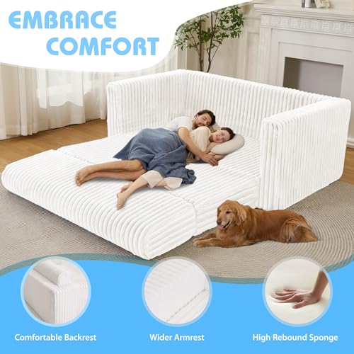 Beige 2-in-1 Folding Sofa Bed with Armrest H33365