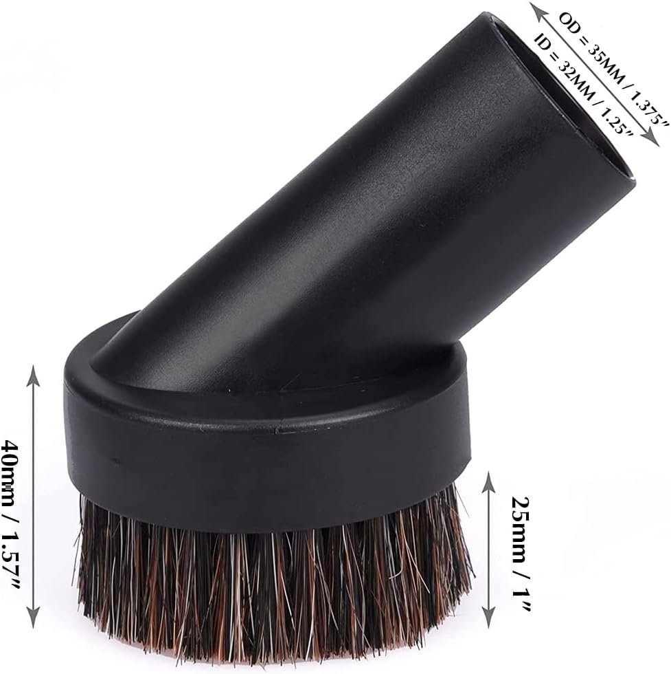 2 Pieces 25mm Horse Hair Vacuum Attachment with Universal Connector, Round Dust Brush, Hose Adapter Y973