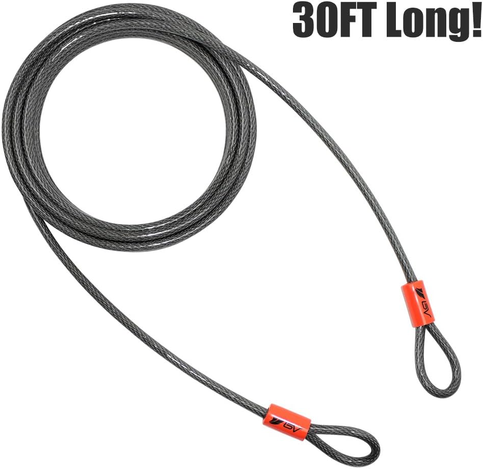 30FT Braided Steel Security Cable with Loops 3/8 Inch Set of 2 B72424