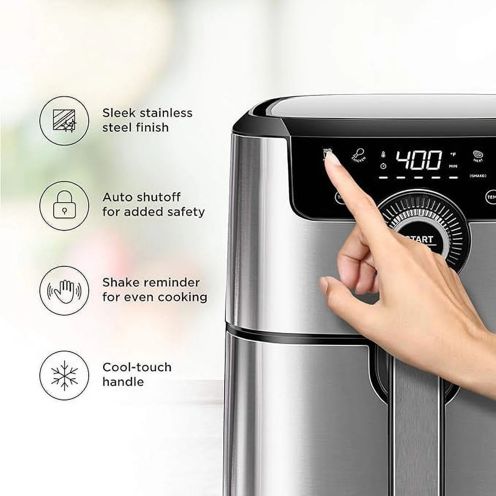 Air Fryer 4.5 Qt Dual Control Temperature Silver L33174