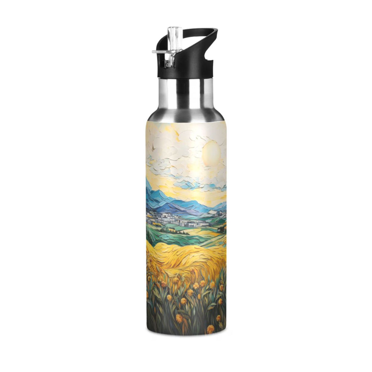 20 oz Insulated Stainless Steel Water Bottle with Straw Lid Q51447