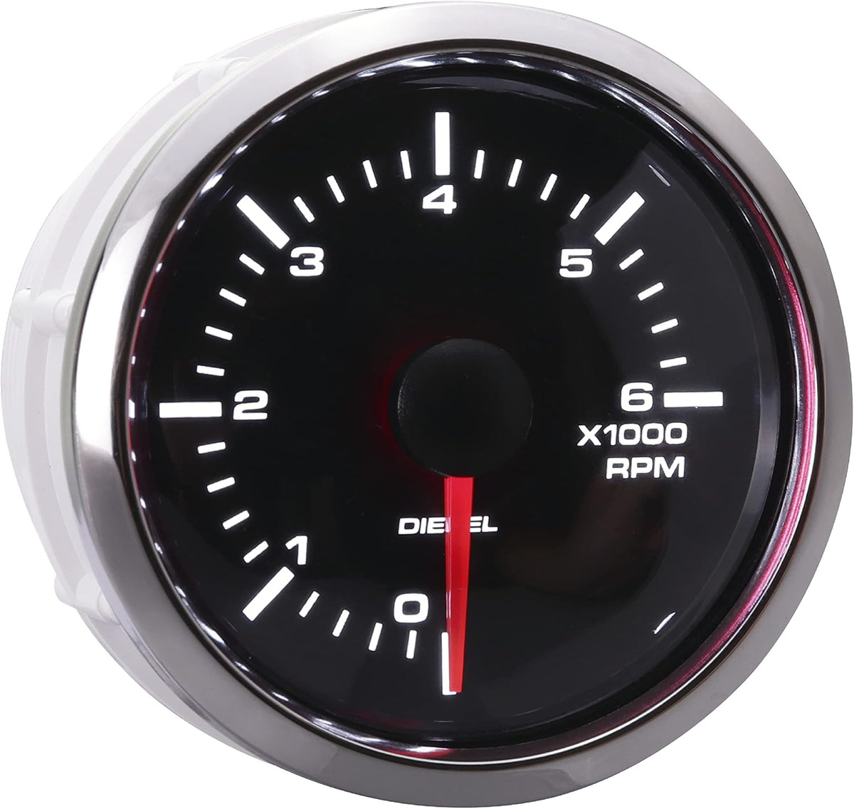 8000 RPM Universal Electronic Tachometer Gauge 2-1/16 52mm White Amber LED Black Dial Chrome Rim Pack of 2 T17011