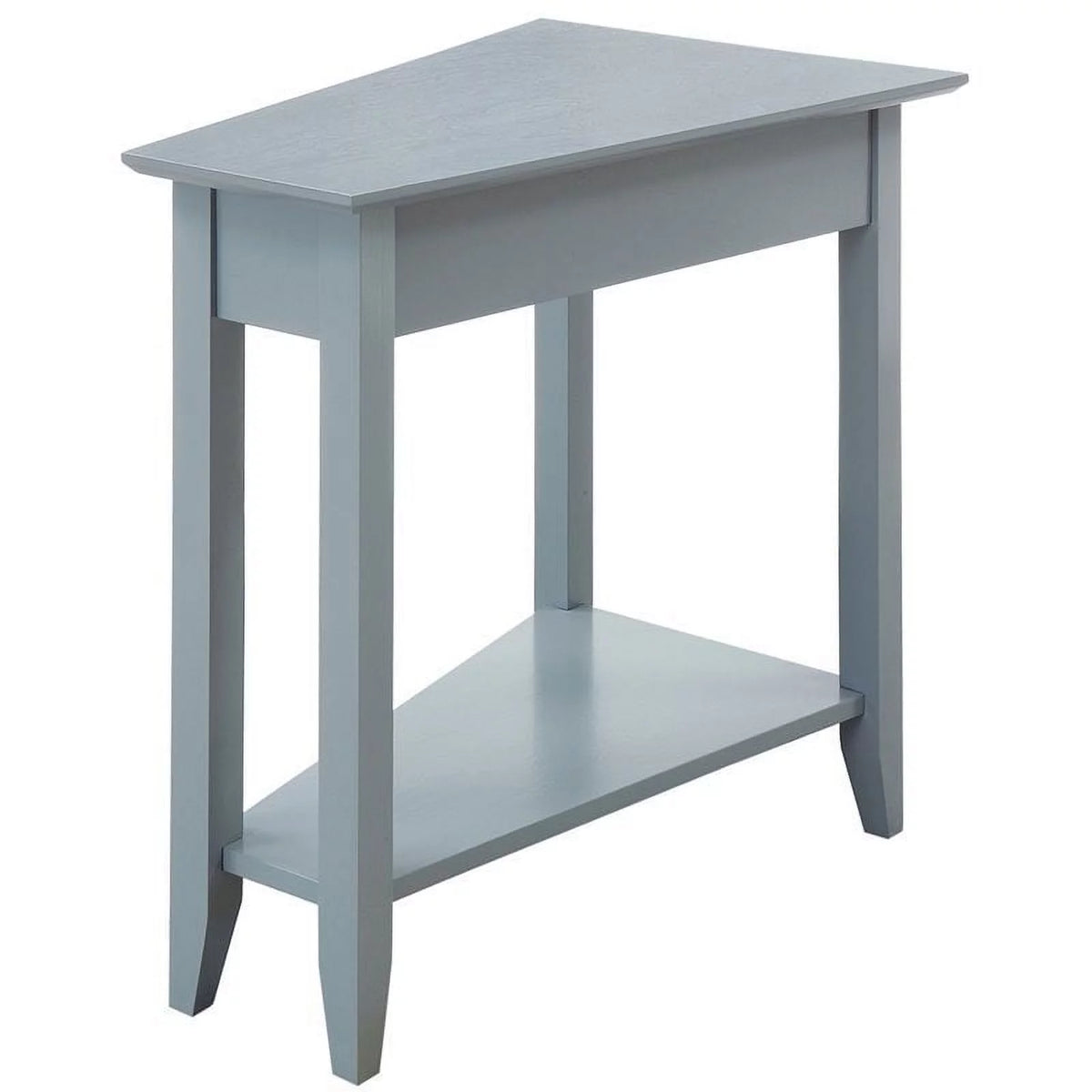 Gray MDF Wood Wedge End Table with Bottom Shelf Y3552