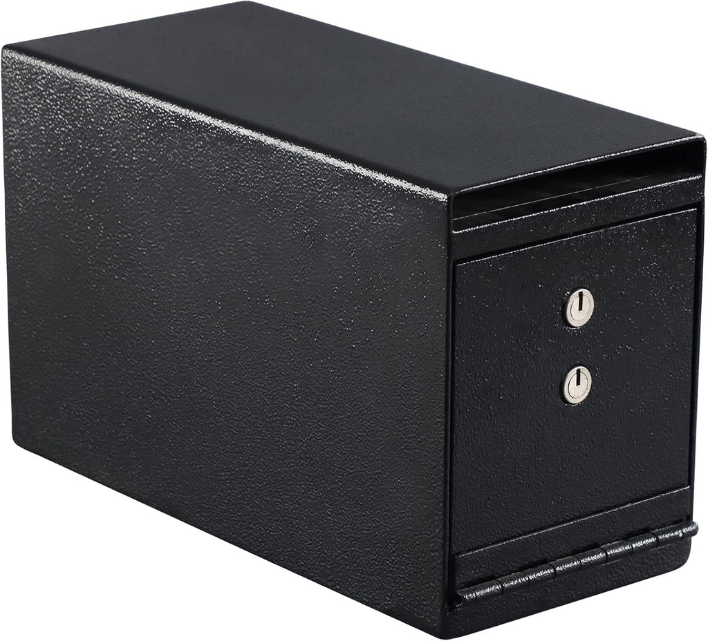 Black Dual Key Lock Iron Depository Safe Box W197291