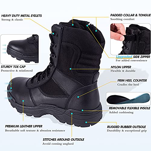 Men's Military Tactical Work Boots Side Zipper Army Combat Boots Y49324