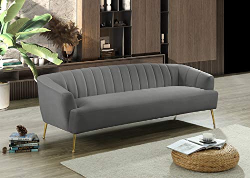 Grey Velvet Upholstered Sofa T7428