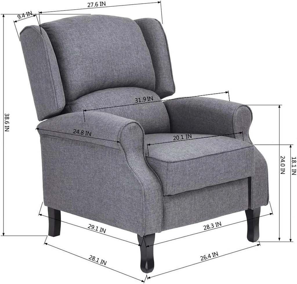 Gray Fabric Manual Push Back Recliner Sofa E485859