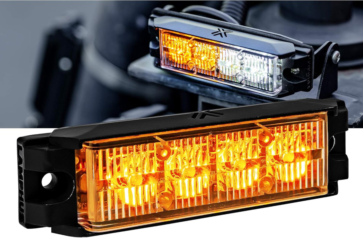 4pc 4" 4W Green White LED Flashing Strobe Light Head Emergency Warning Grille Light N570