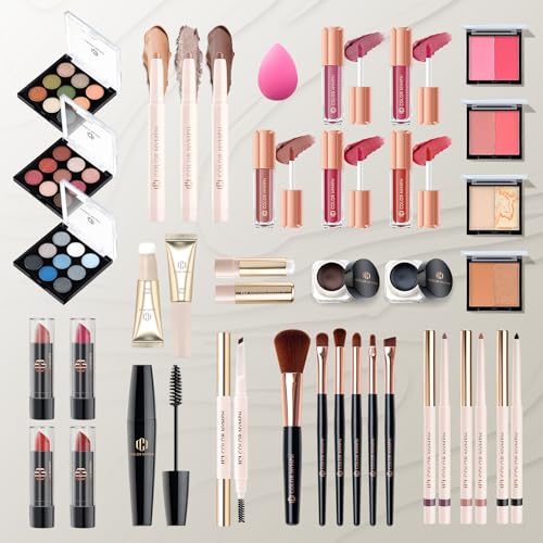 Professional Makeup Set with Storage Train Case, Pink O87691