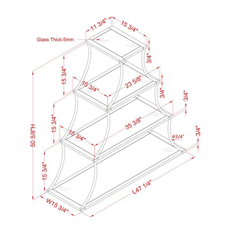Industrial Metal 4-Shelf Bookcase L33900