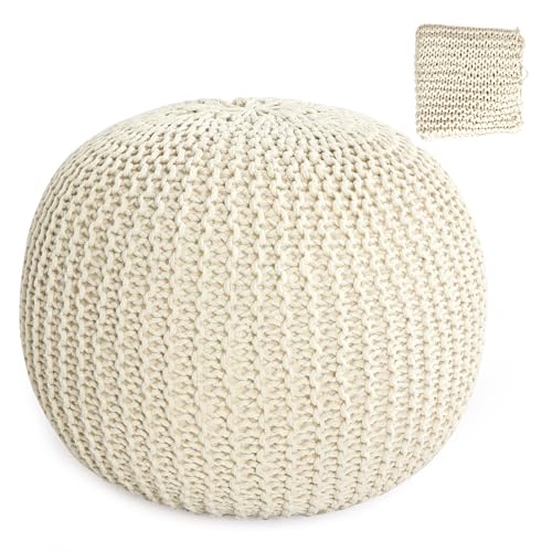 Navy Blue 100% Cotton Handmade Knitted Ottoman Pouf Cover H712