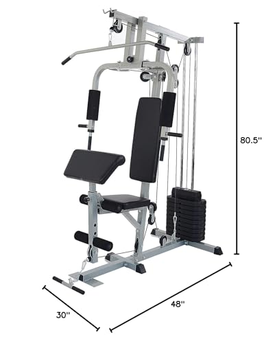 Home Gym System Workout Station with 380LB of Resistance, 125LB - 145LB Weight Stack L410