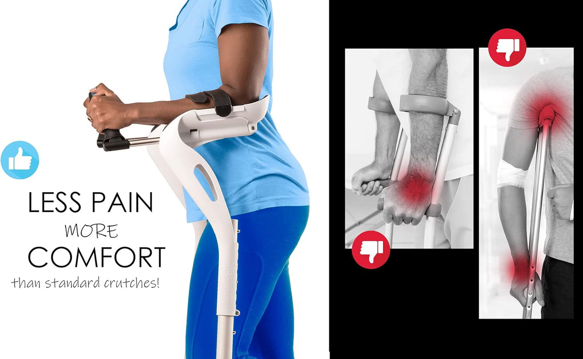 White Adjustable Forearm Crutches, 1 Pair O3650