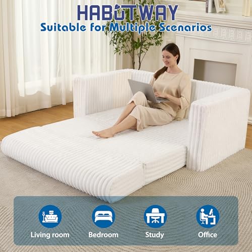 Beige 2-in-1 Folding Sofa Bed with Armrest H33365