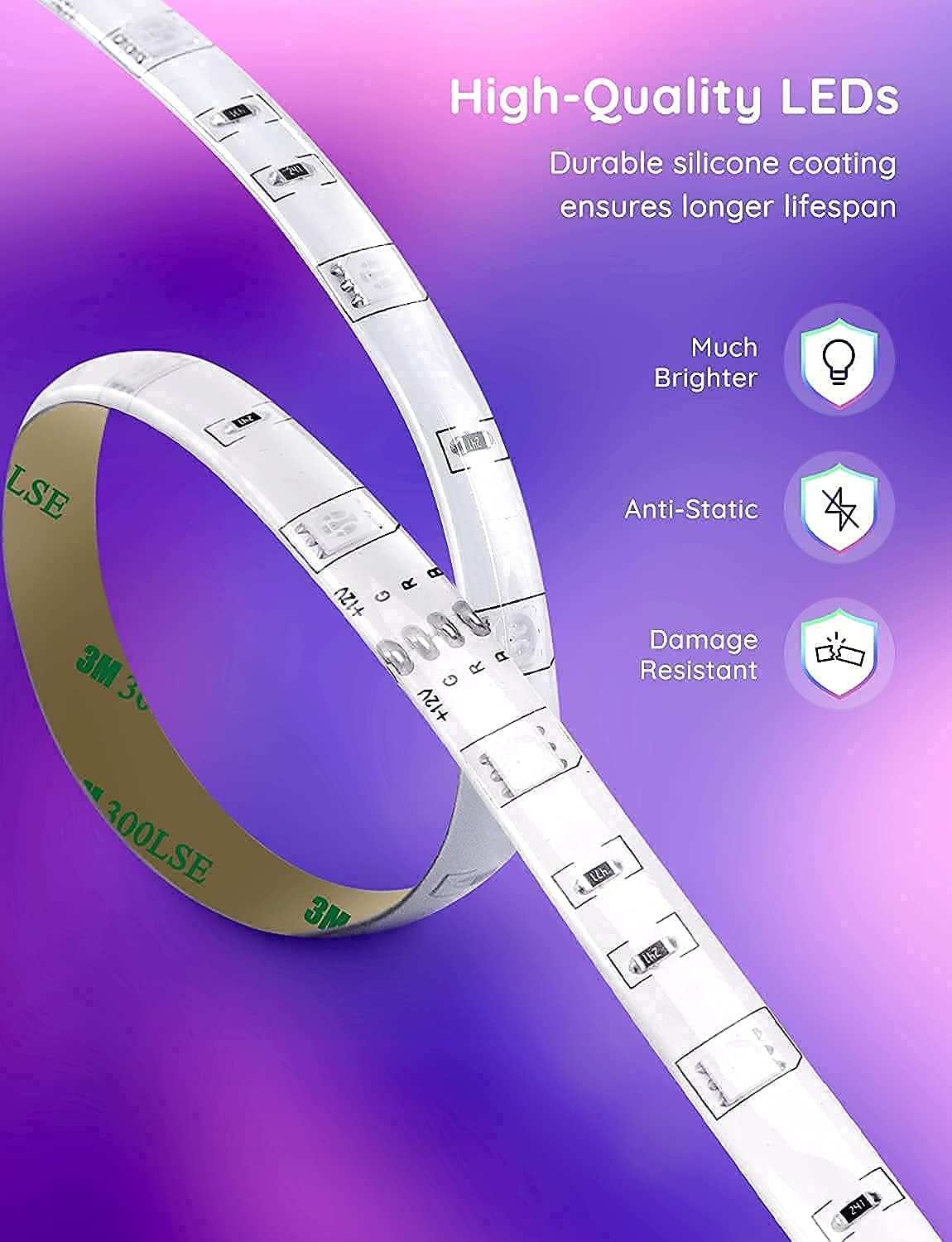 Waterproof WiFi LED Strip Lights, 32.8ft, 2 Rolls of 16.4ft, Pack of 2 E6849