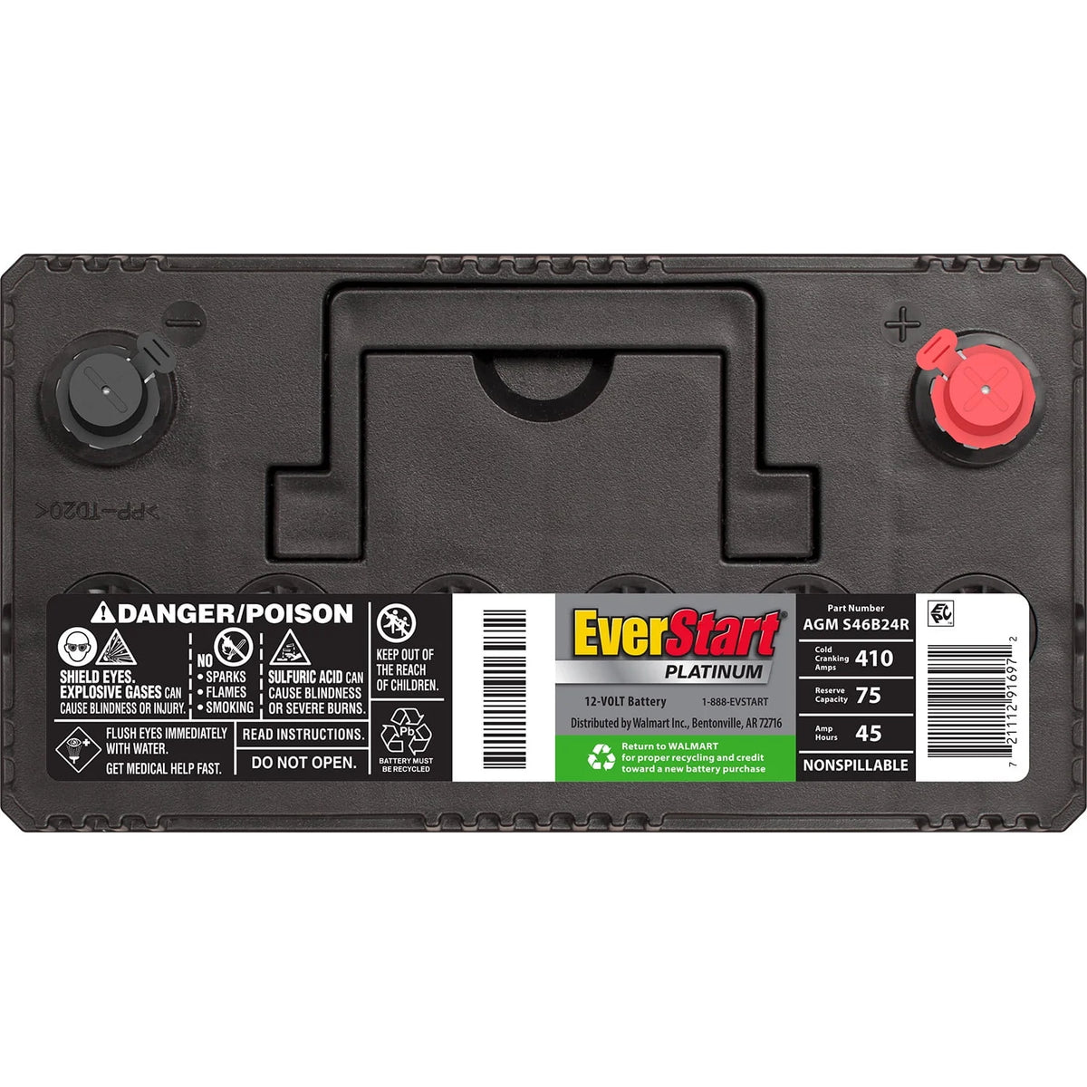 AGM Automotive Battery Group Size S46B24R 12 Volt 410 CCA J414644