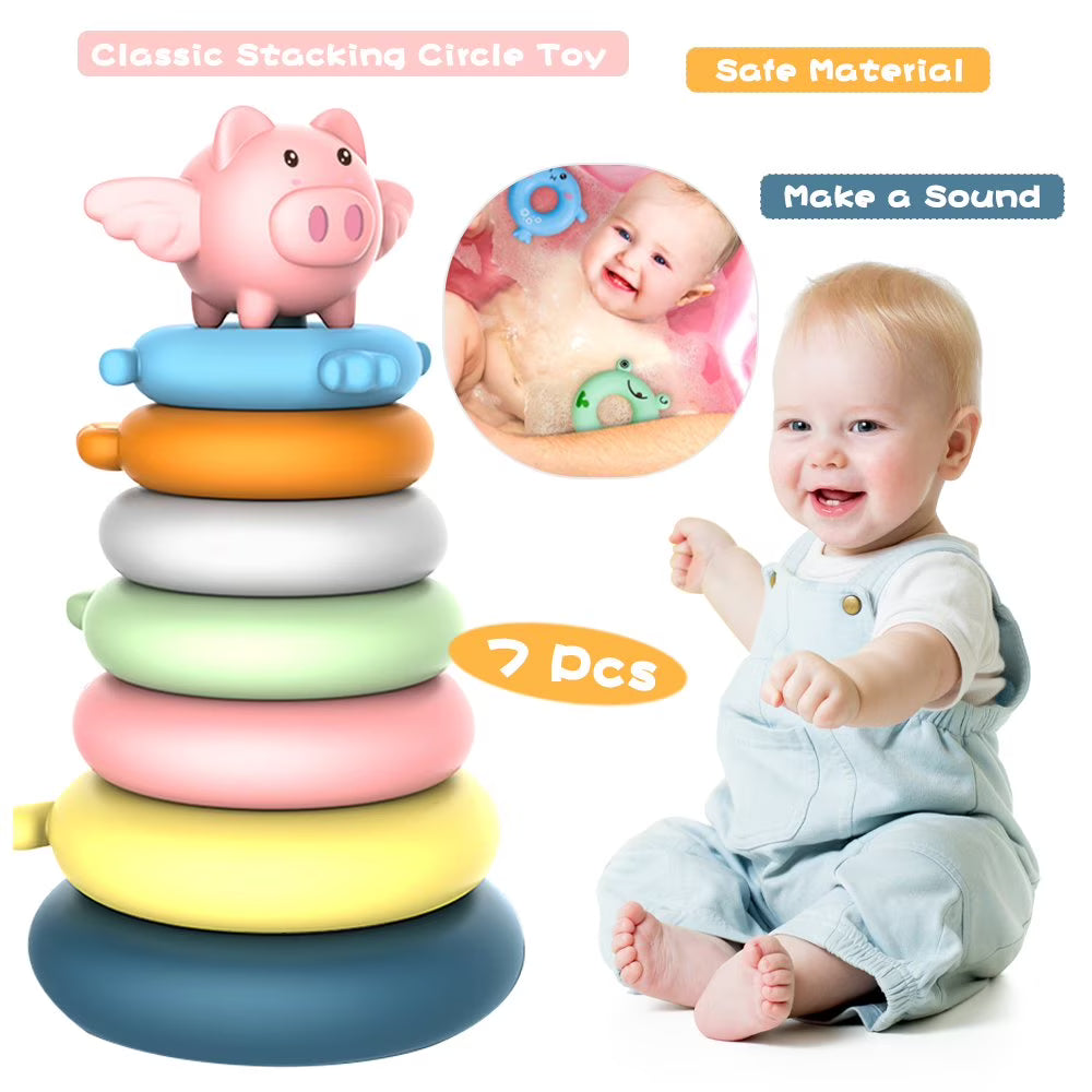 7 Pcs Soft Stacking Rings Toy C578812