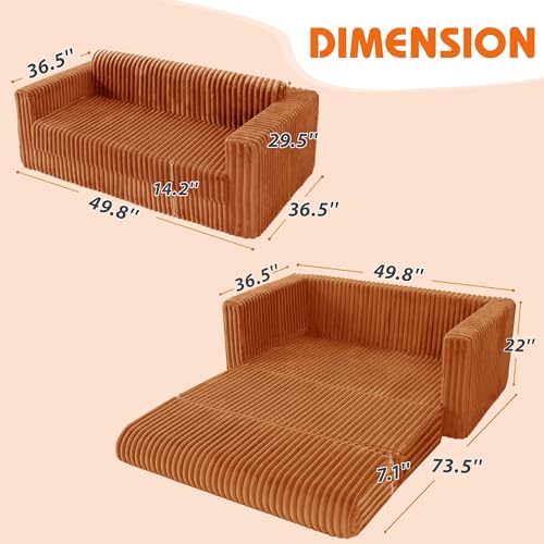 Beige 2-in-1 Folding Sofa Bed with Armrest H33365