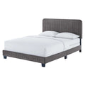 King Size Grey Velvet Tufted Platform Bed Frame E9079