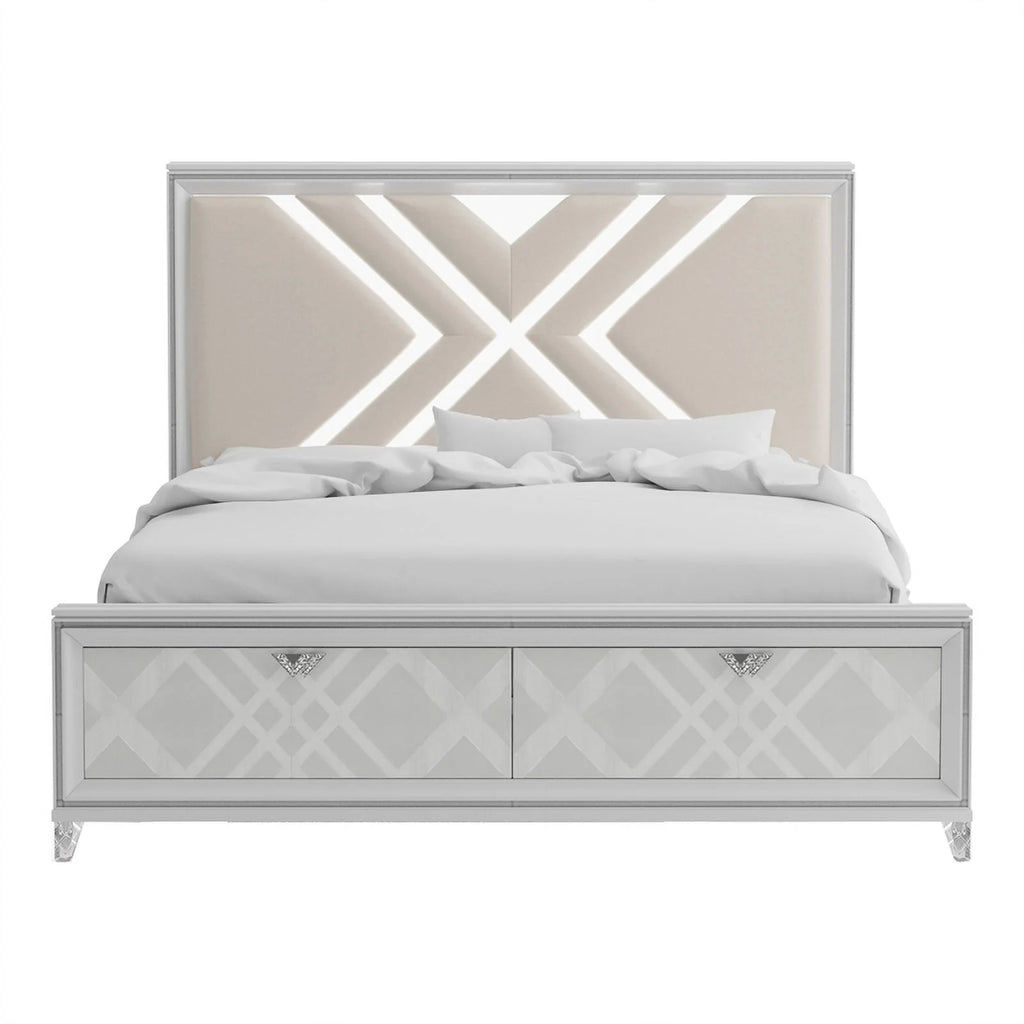 White 3-Piece Solid Wood Bedroom Set King 2 Nightstands L758