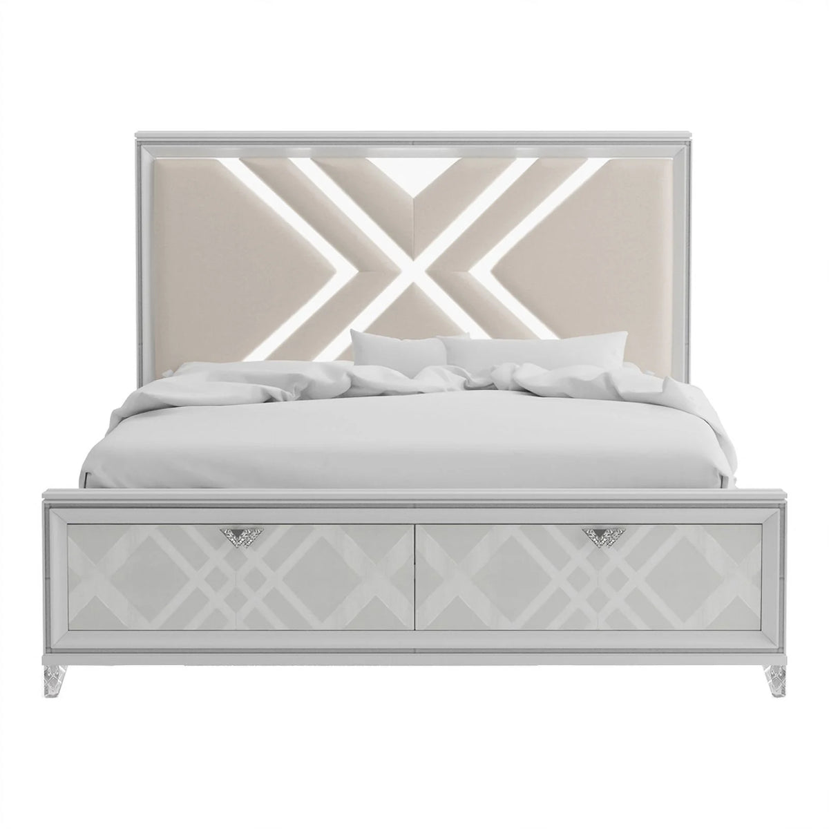 White 3-Piece Solid Wood Bedroom Set King 2 Nightstands L758