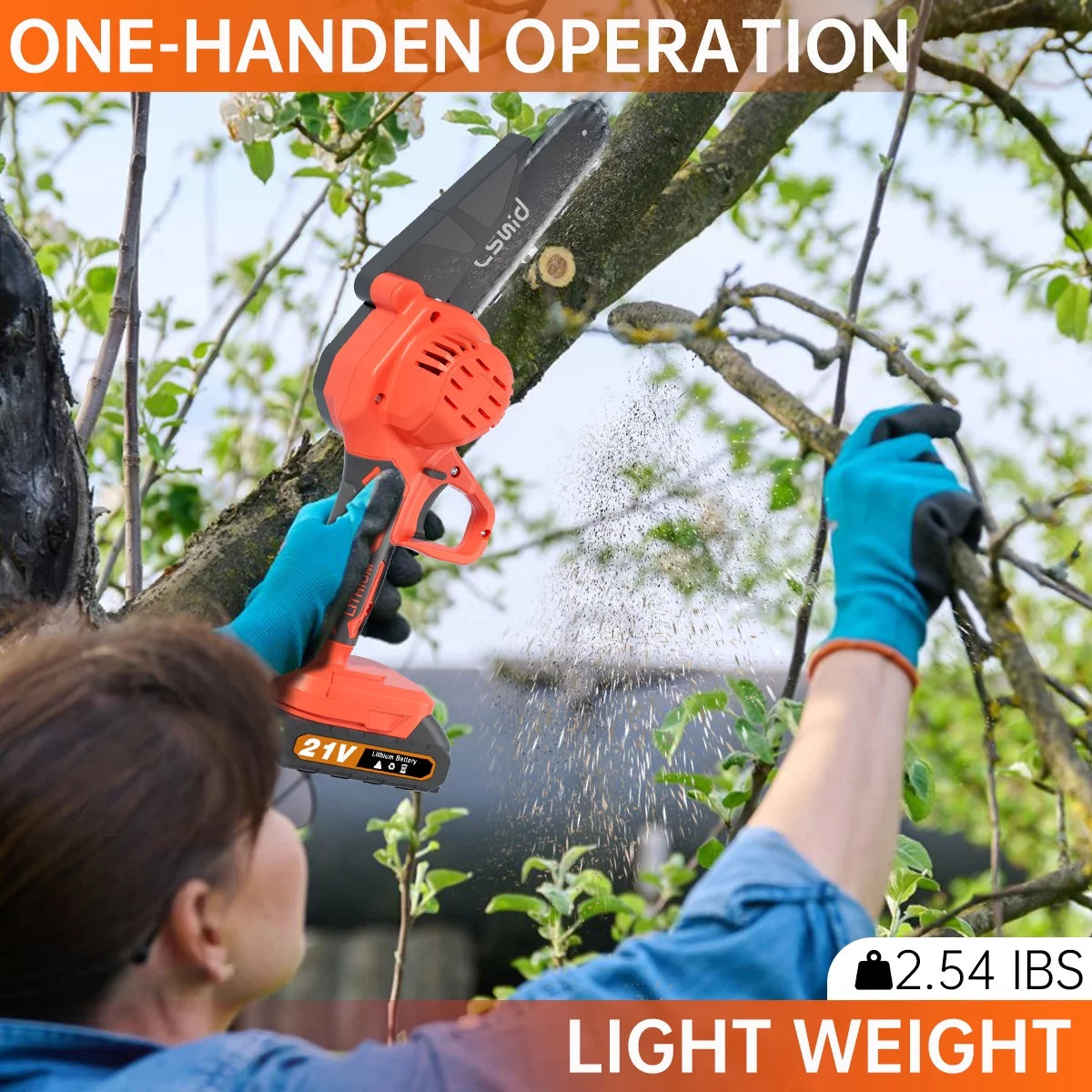 Cordless Mini Chainsaw with 2 Batteries 2 Chains C7704