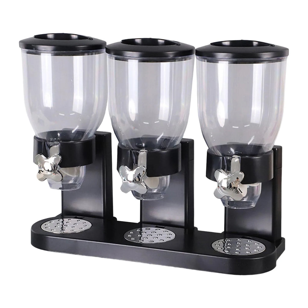Triple Canister Cereal Dispenser Dry Food Storage D458