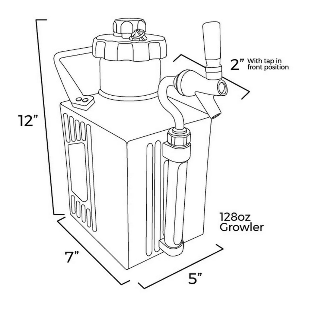 128 oz Brushed Polish Pressurized Growler with Cap and Tap U150