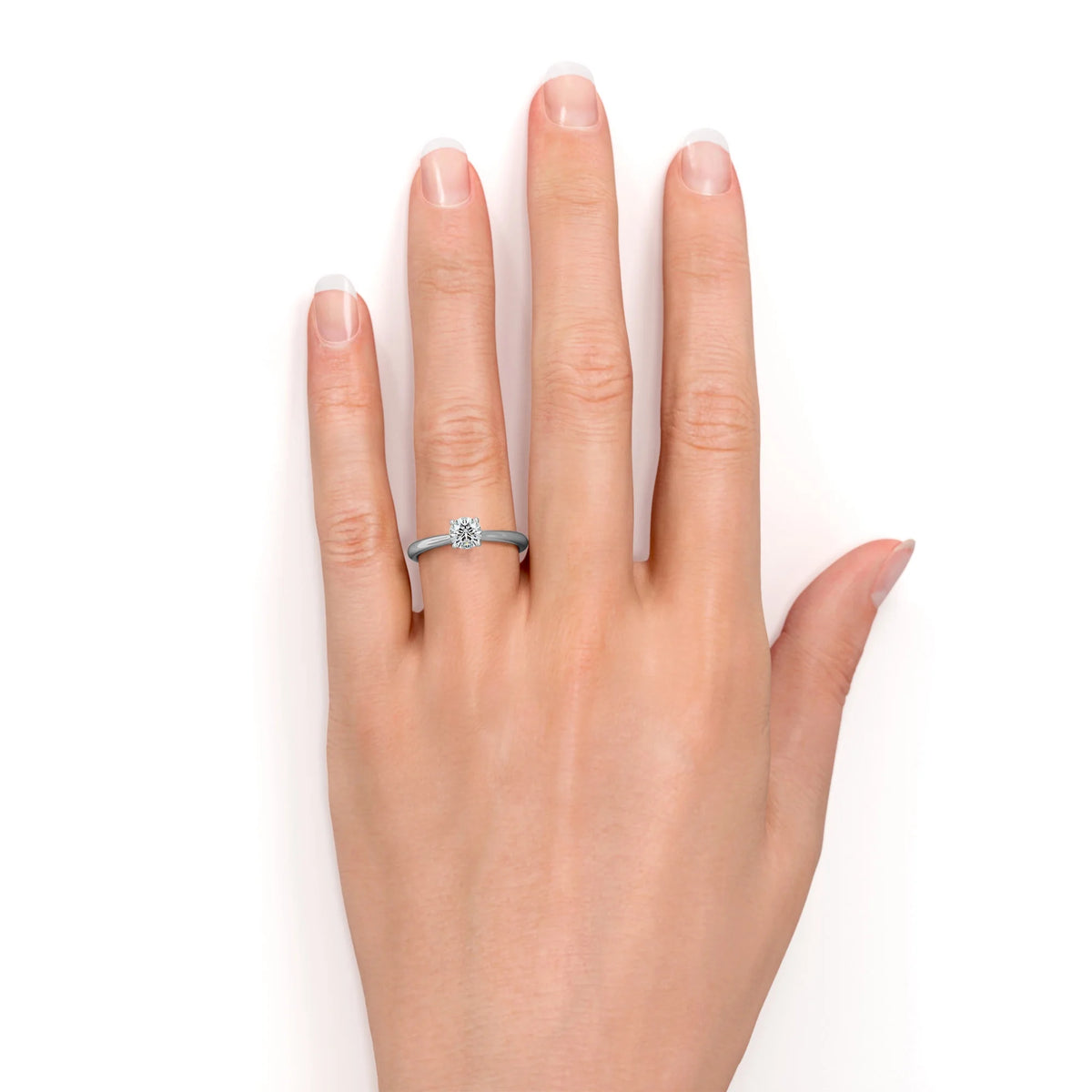 18K White Gold over Silver Round Cut Engagement Ring Z341