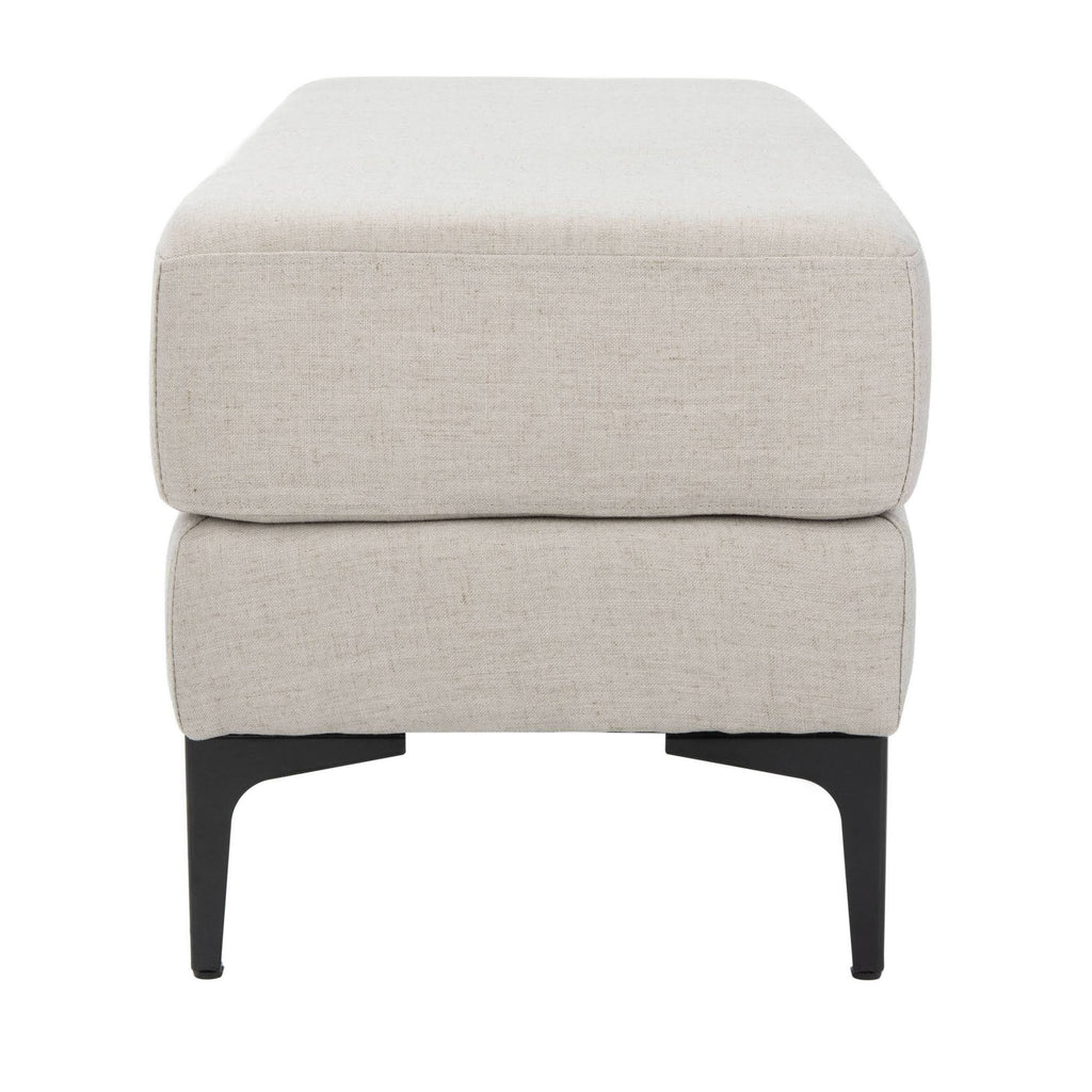 Rectangular Bench Light Grey Linen Black B100031
