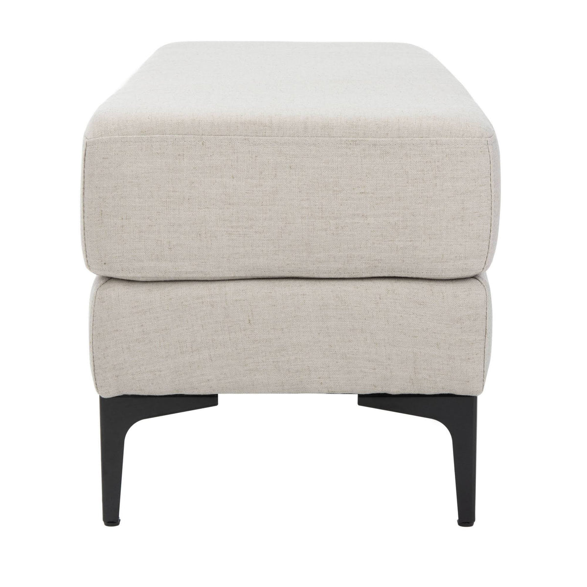 Rectangular Bench Light Grey Linen Black B100031