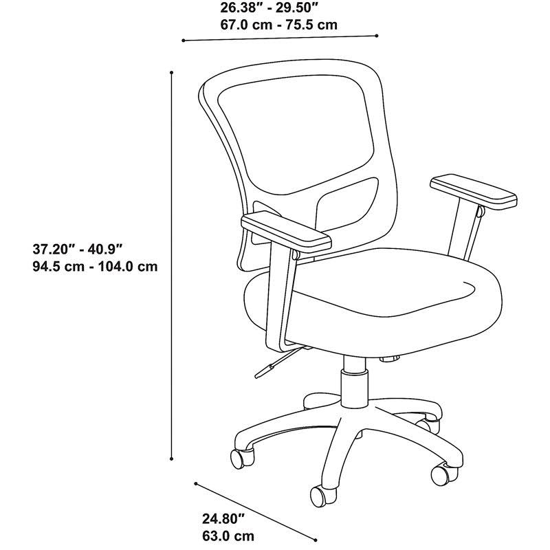 Office Desk with Mobile File Cabinet and Mid Back Executive Chair in Mocha Cher S721338