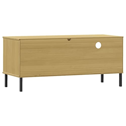 Brown Solid Wood Pine TV Stand with Storage W5495