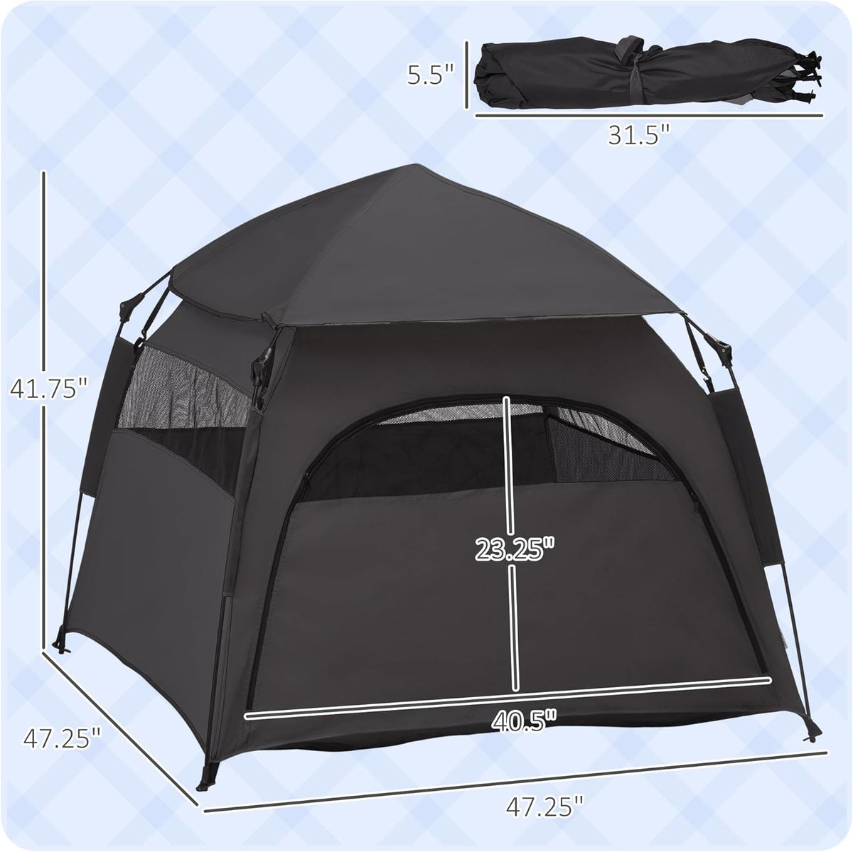 Dark Gray Pop Up Dog Tent with Carrying Bag G6677