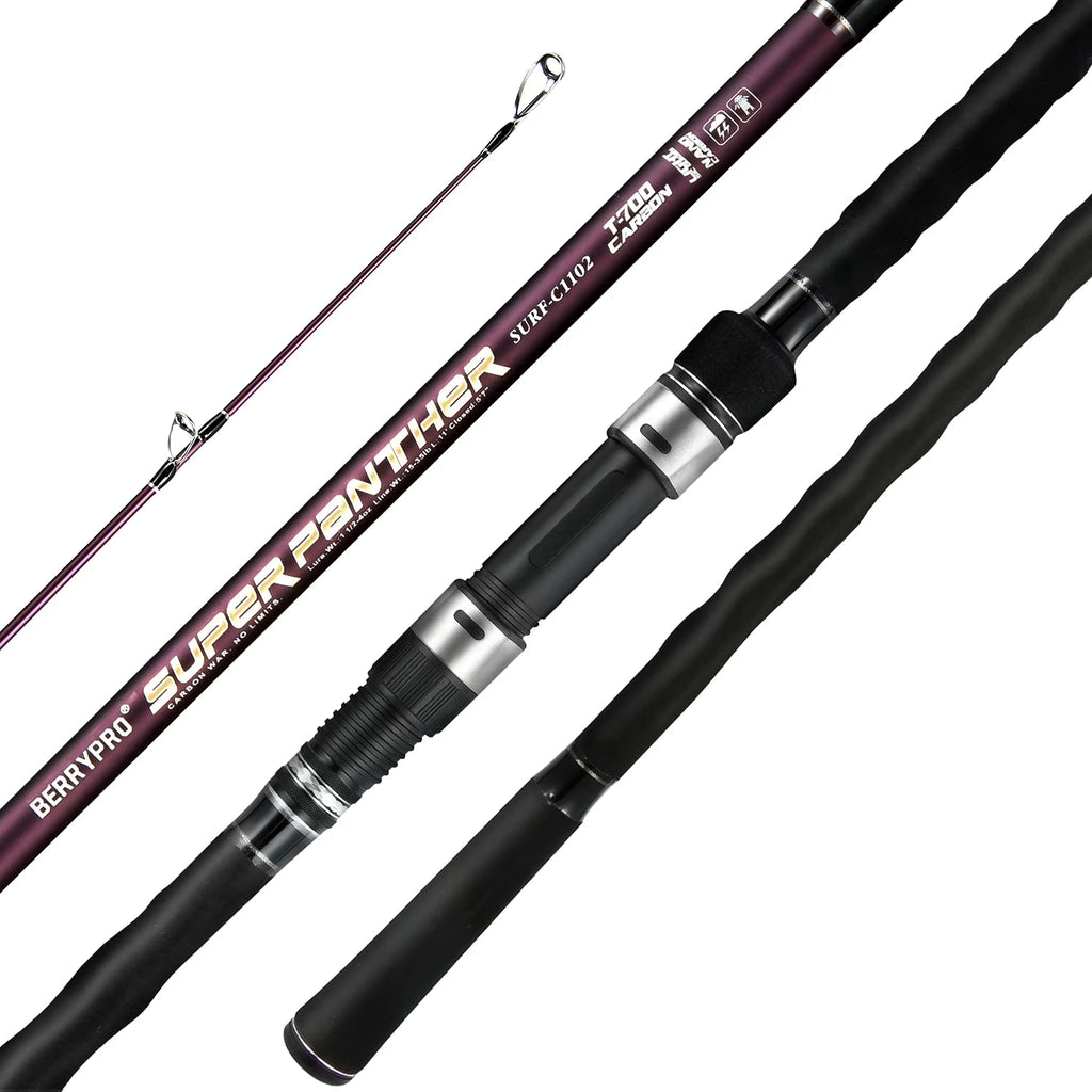 Carbon Fiber Travel Surf Spinning Fishing Rod 2pc O26055