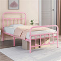 Queen Metal Bed Frame with Spindle Headboard & Footboard, White A7072