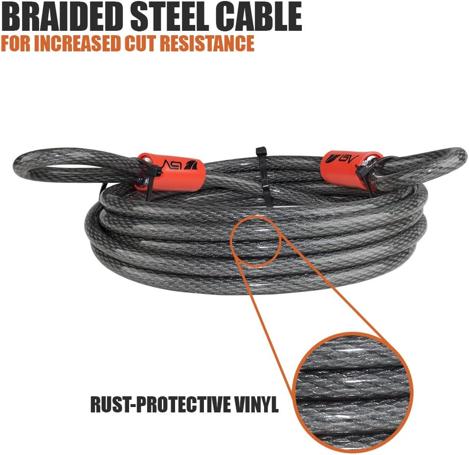 30FT Braided Steel Security Cable with Loops 3/8 Inch Set of 2 B72424
