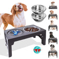Elevated Slow Feeder Dog Bowls Set with 2 Stainless Steel & 1 No Spill Bowl C466