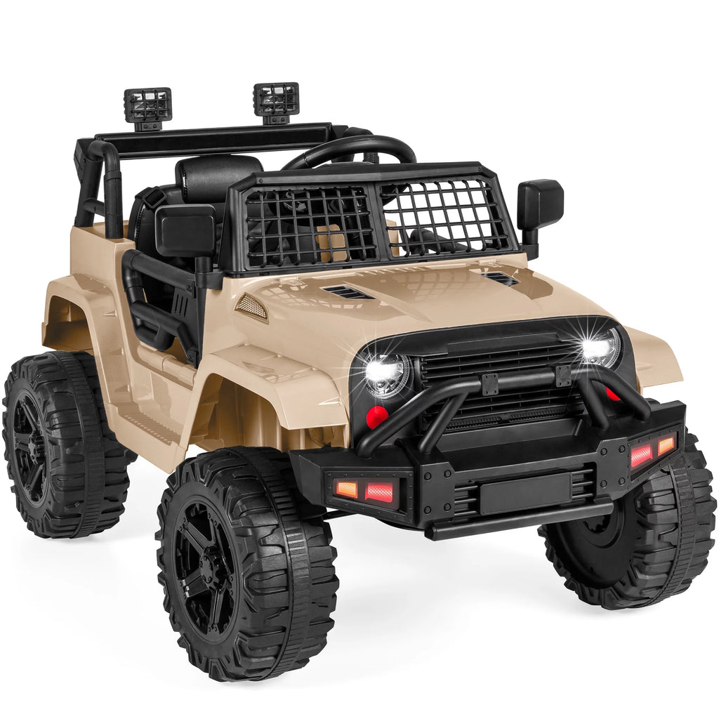 12V Kids Ride On Truck Car with Parent Remote Control, Spring Suspension, LED Lights, Black K404915